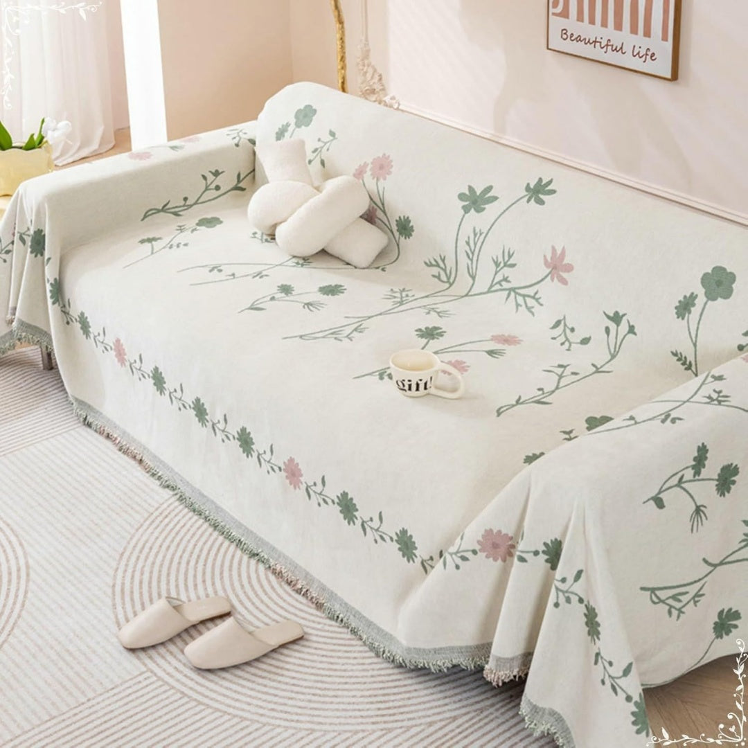 Seduta imbottita AMDXD Copridivano motivo floreale rami, verde