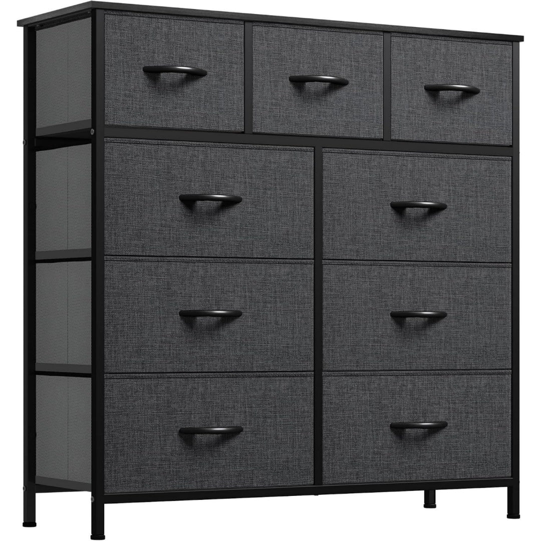 Cassettiere con cassetti con ante nero