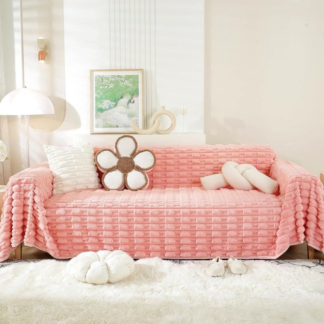 Seduta imbottita Copridivano Multifunzionale Peluche, Telo Copridivano, rosa