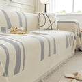 Divano confortevole AMDXD Copridivano righe nappa, copripoltrona grigio chiaro
