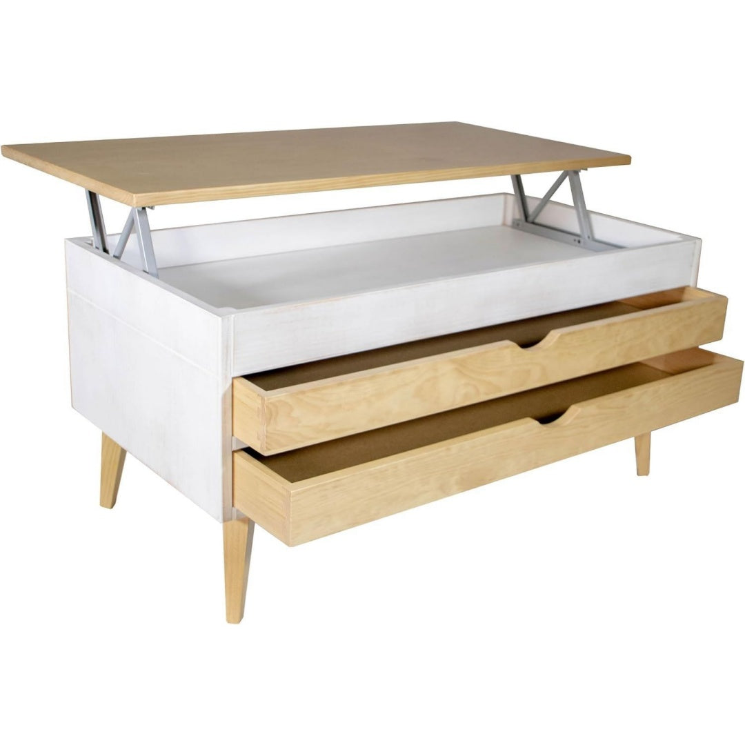 Tavolino da salotto bianco in legno massello