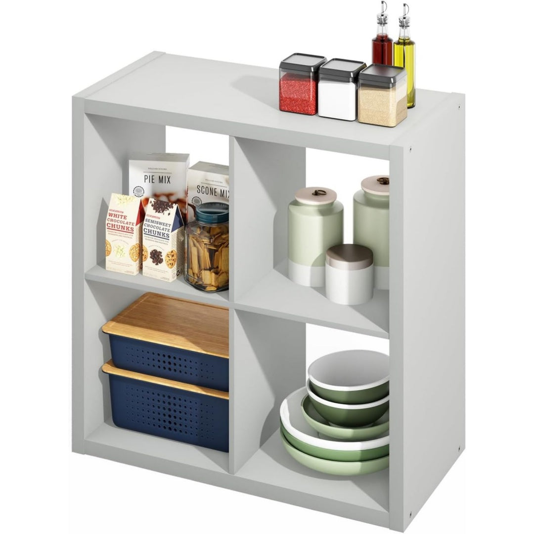 Credenza da soggiorno con ripiani grigio chiaro