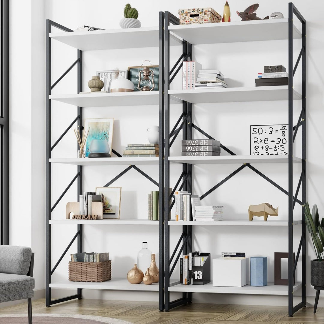 Mobile libreria nero con ripiani struttura in metallo