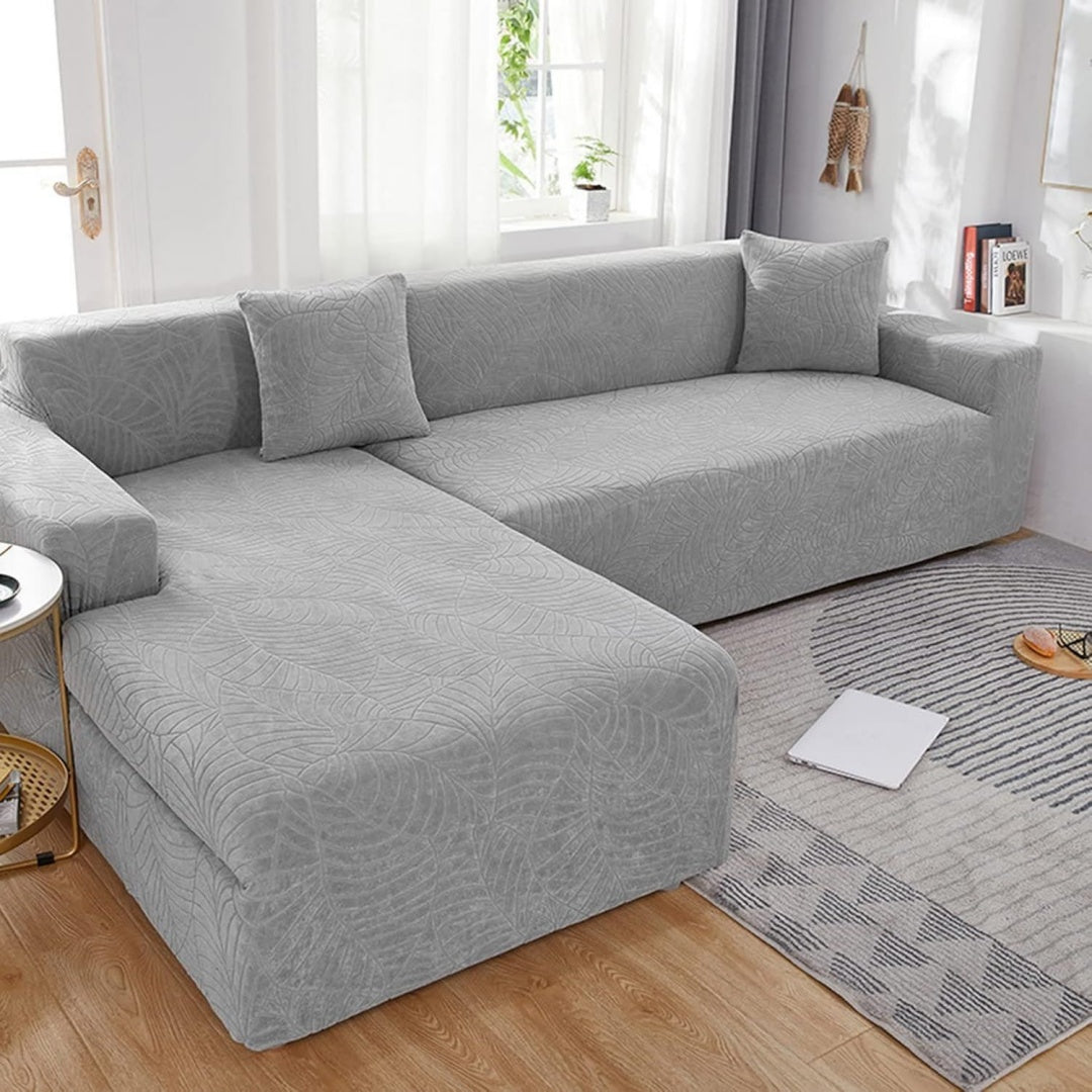 Divano confortevole YOPOIY Impermeabile Jacquard Copridivano angolare grigio chiaro