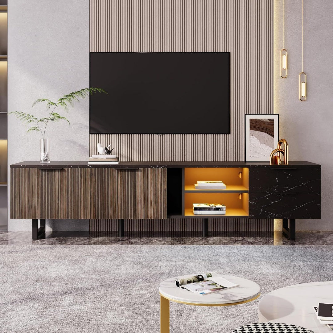 Mobile audiovisivo regolabile con illuminazione LED nero