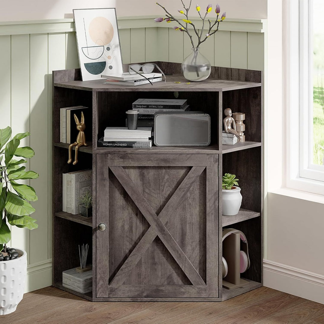 Libreria contenitore regolabile con vano contenitore grigio
