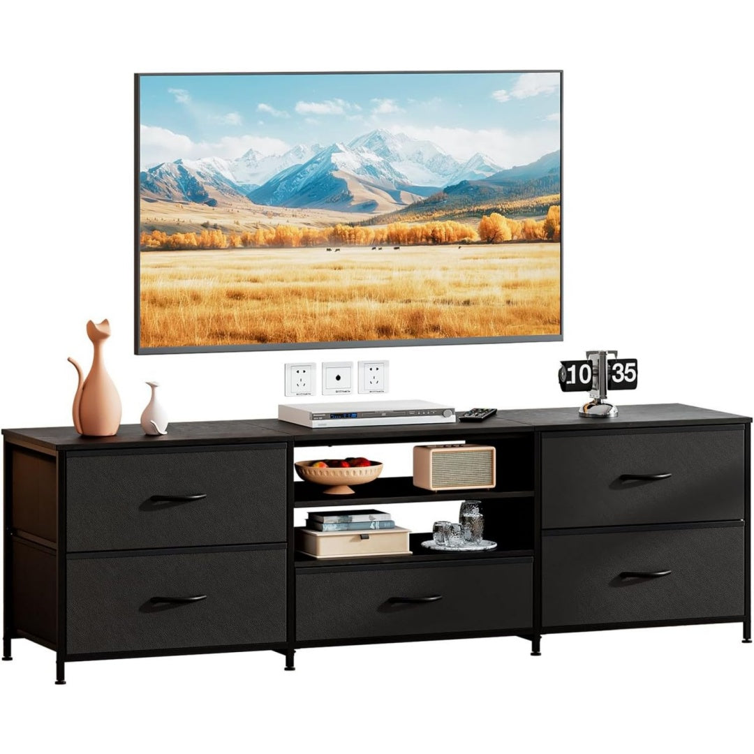Mobile audiovisivo con cassetti in MDF nero